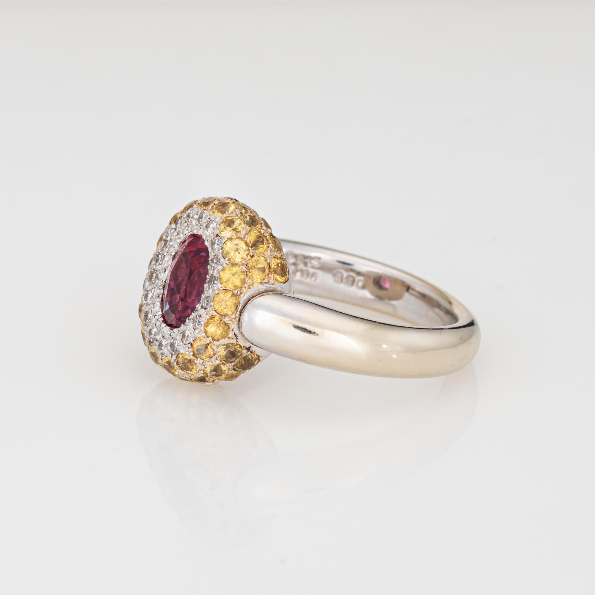 Rosa Turmalin Gelb Saphir Flip Ring Sz 6,5 14k Weißgold Cocktail Estate (Ovalschliff) im Angebot