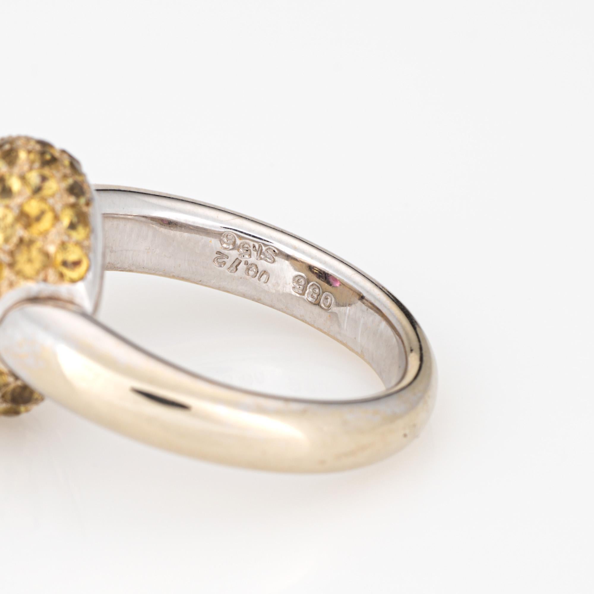 Rosa Turmalin Gelb Saphir Flip Ring Sz 6,5 14k Weißgold Cocktail Estate im Angebot 1