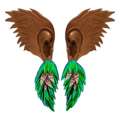 Pink Tourmalines Diamonds Scarab Cluster Earrings