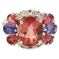 Pink Diamond Tanzaniti Diamanti Anello Candy in oro bianco 18 carati