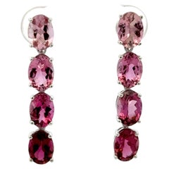 Orecchini a goccia con gemme rosa Tourmline Ombree 6,20 carati in oro bianco 14 carati