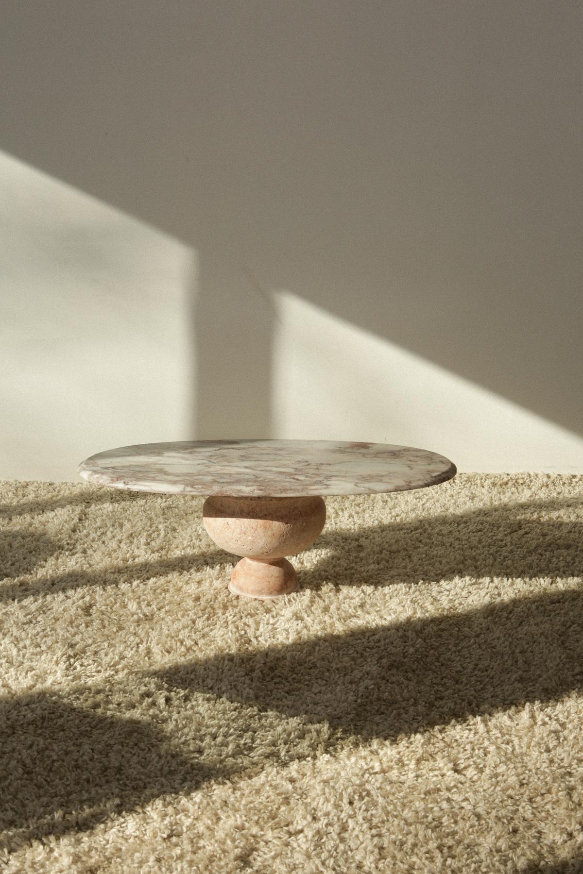 Pink Travertine Oval Coffee Table 5
