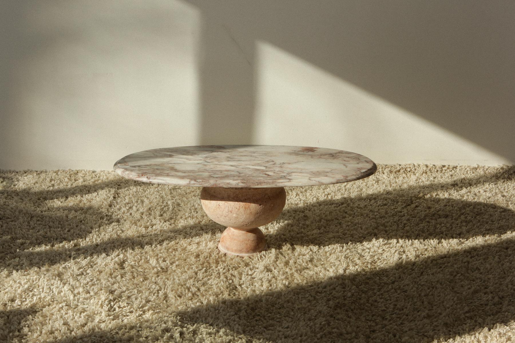 Pink Travertine Oval Coffee Table 8