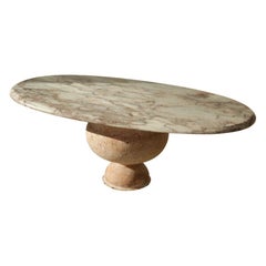 Pink Travertine Oval Coffee Table