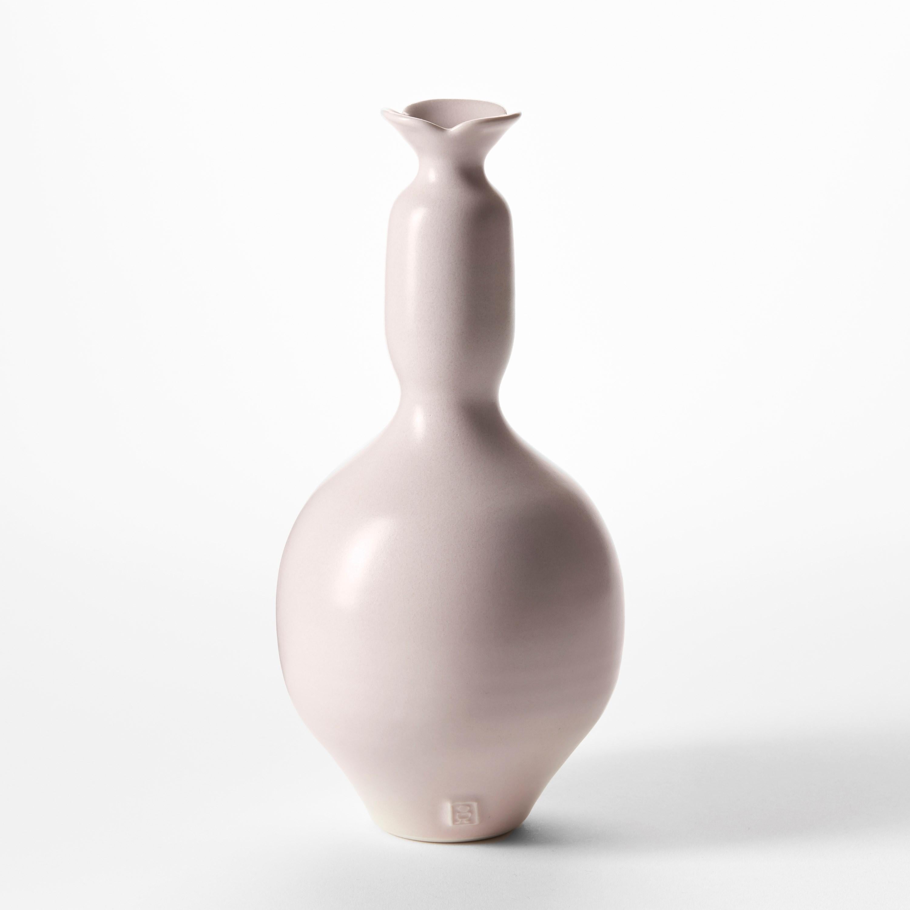 British Pink Trio, group of soft pink porcelain hand thrown vases by Vivienne Foley For Sale