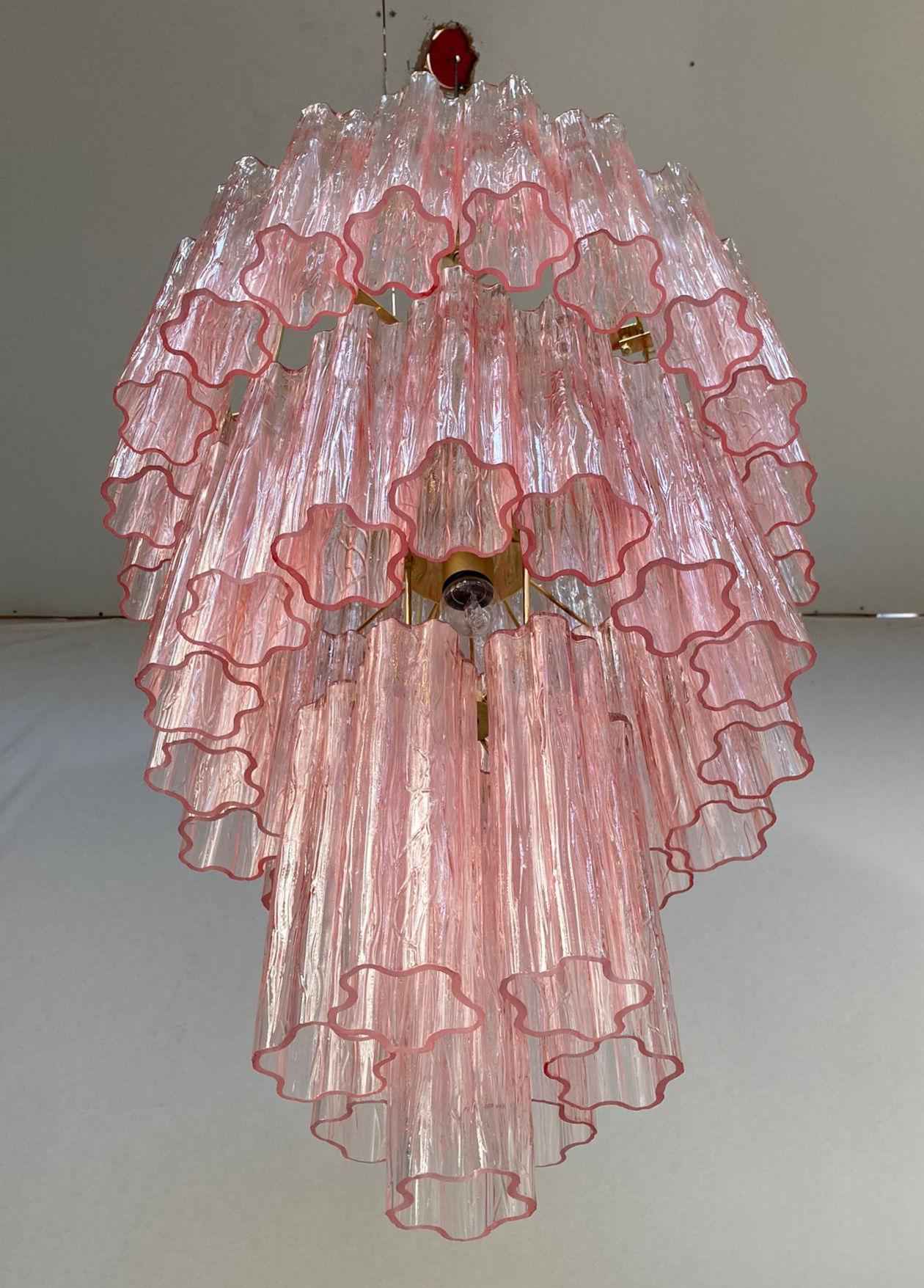 Murano Glass Pink Tronchi Chandelier