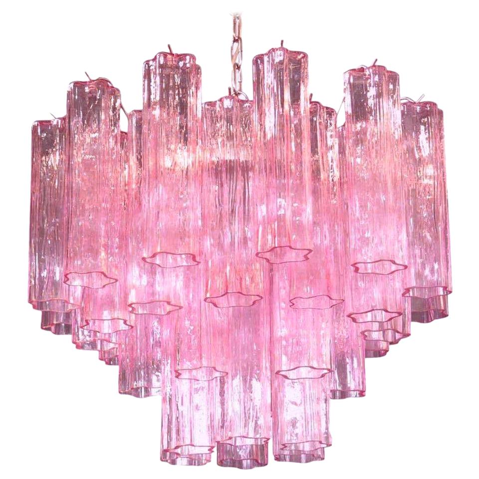 Pink Tronchi Murano Glass Chandelier, 1970