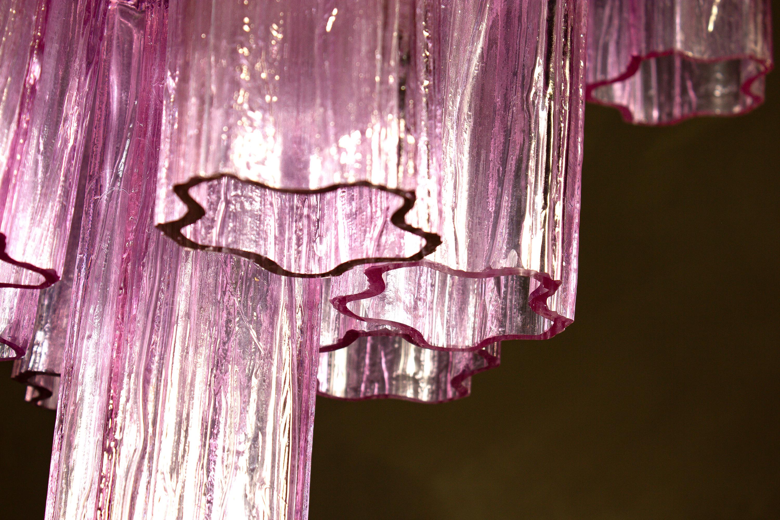 Pink Tronchi Pair of Murano Glass Chandelier, 1970s 1
