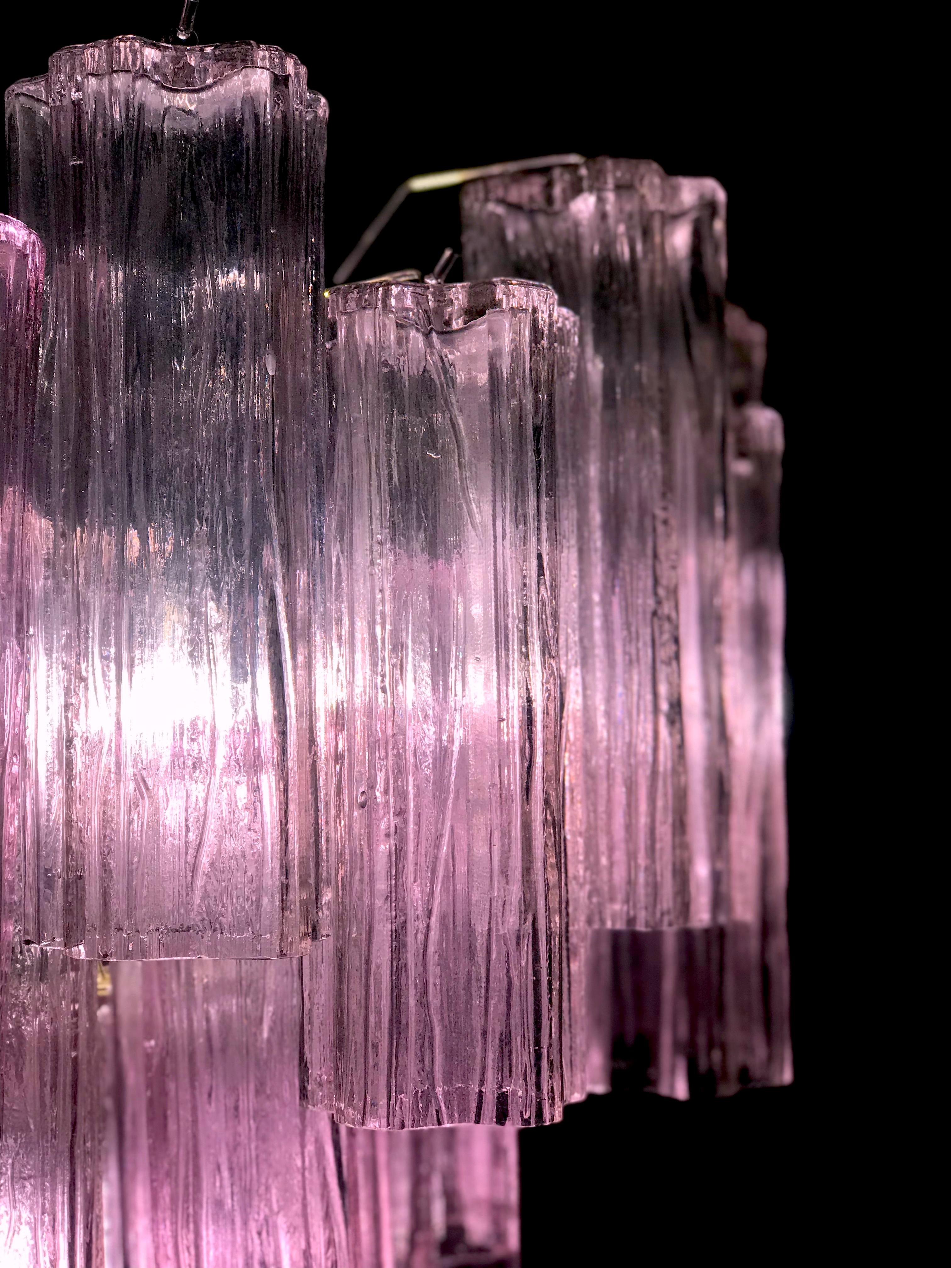 Coppia di lampadari in vetro di Murano Rosa Tronchi di Toni Zuccheri per Venini, anni '70 in vendita 11