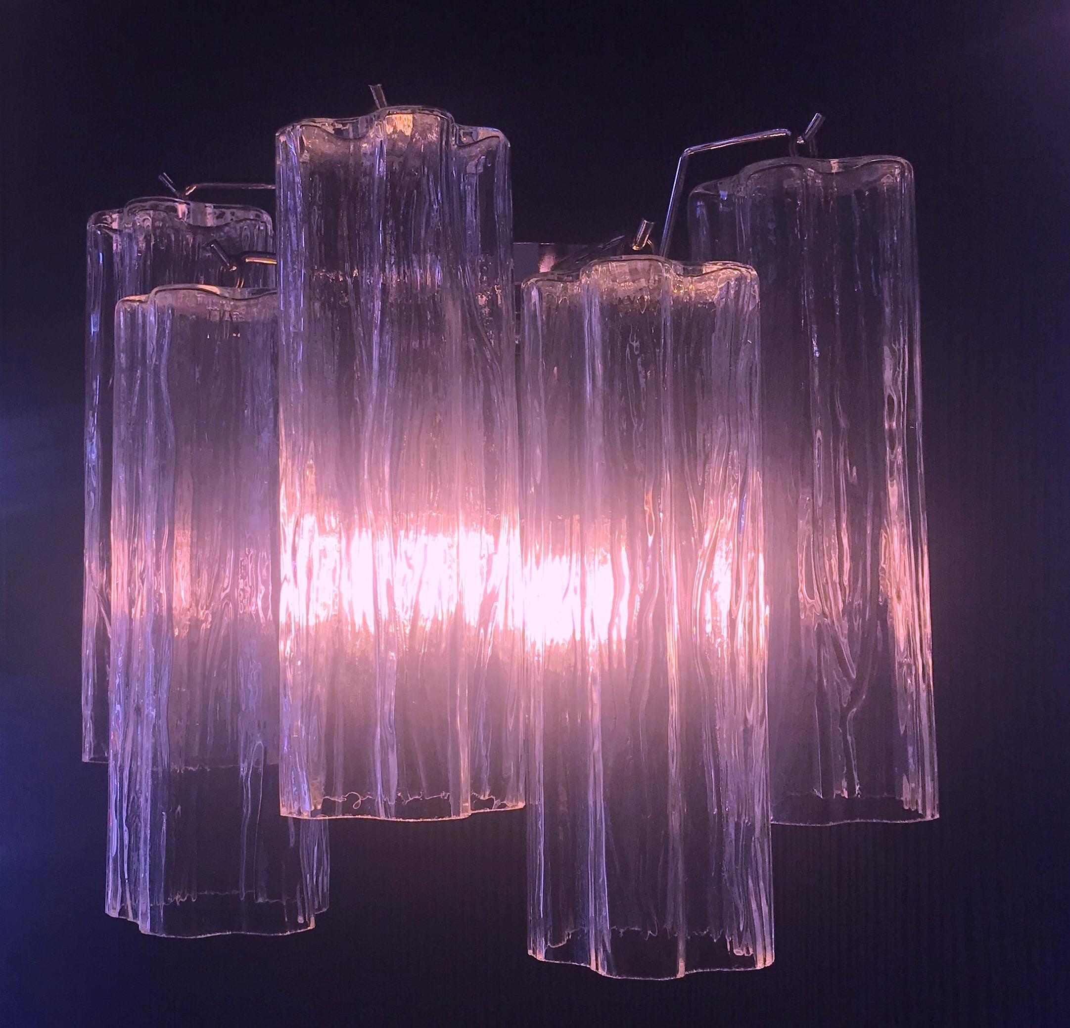 Pink Tronchi Pair of Murano Glass Chandelier by Toni Zuccheri for Venini, 1970s For Sale 12