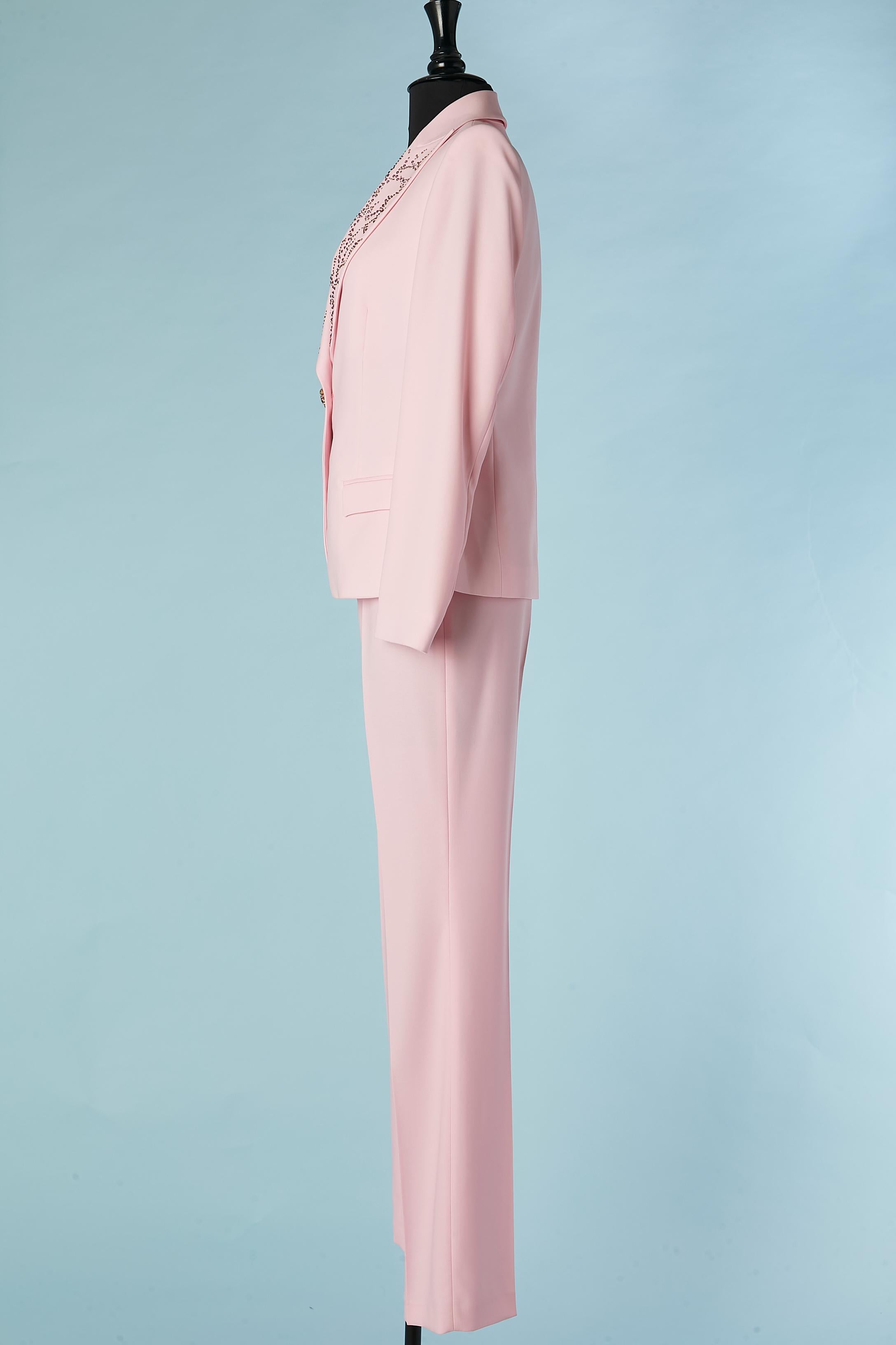 Pink trouser AND skirt suit with rhinestone Gai Mattiolo The Red Carpet  For Sale 1