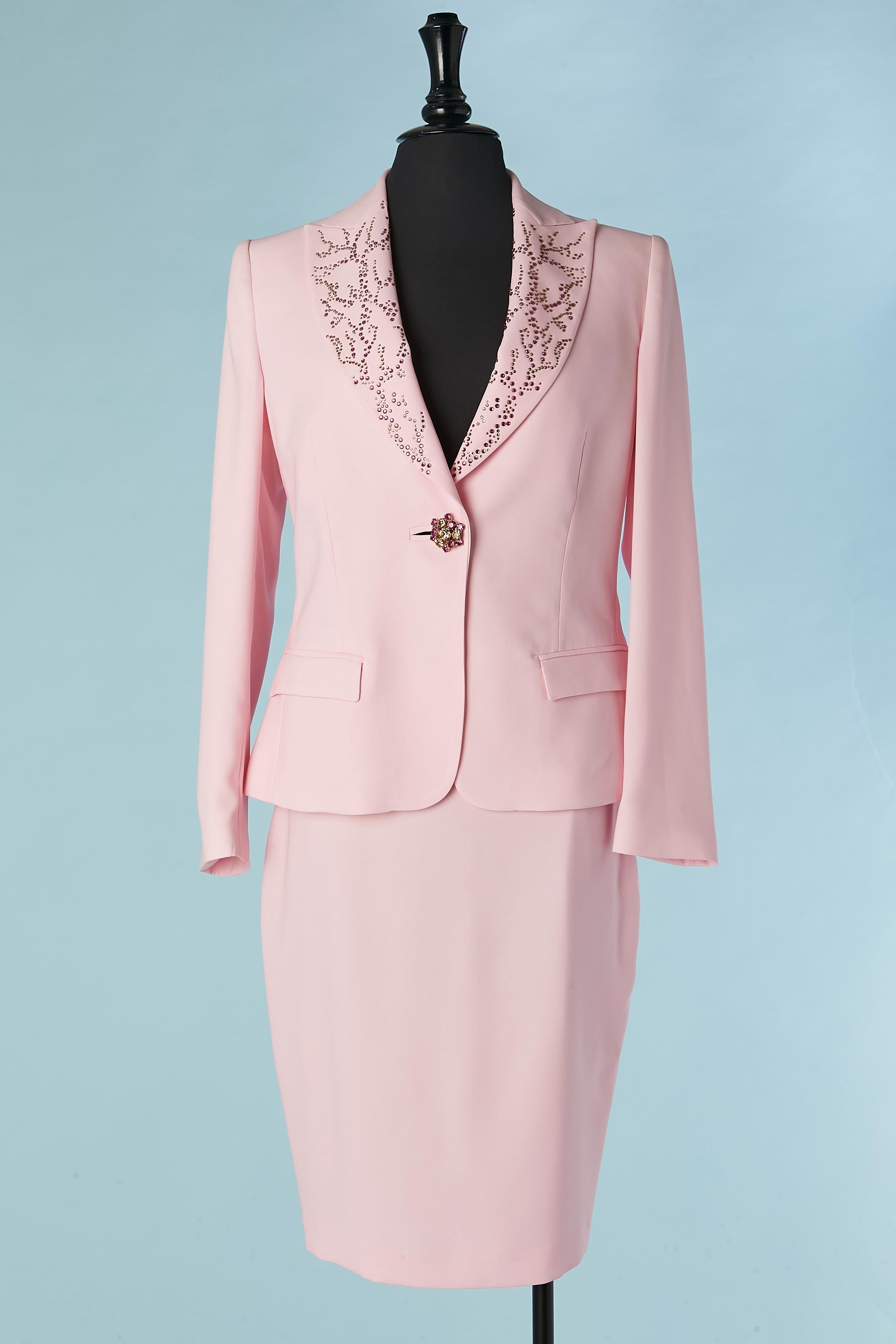 Pink trouser AND skirt suit with rhinestone Gai Mattiolo The Red Carpet  For Sale 5