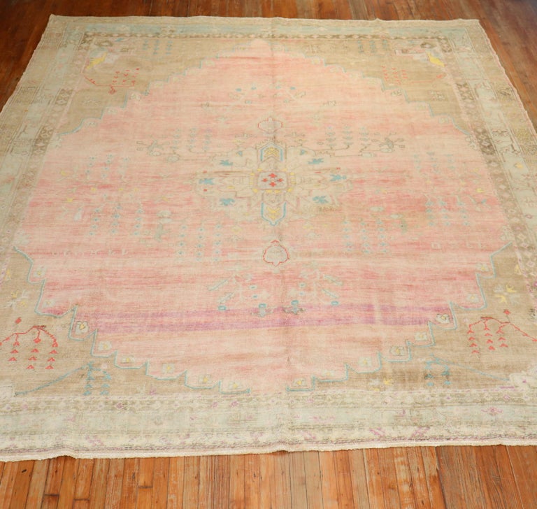Pink Turkish Anatolian Square Room Size Rug For Sale at 1stDibs | pink ...