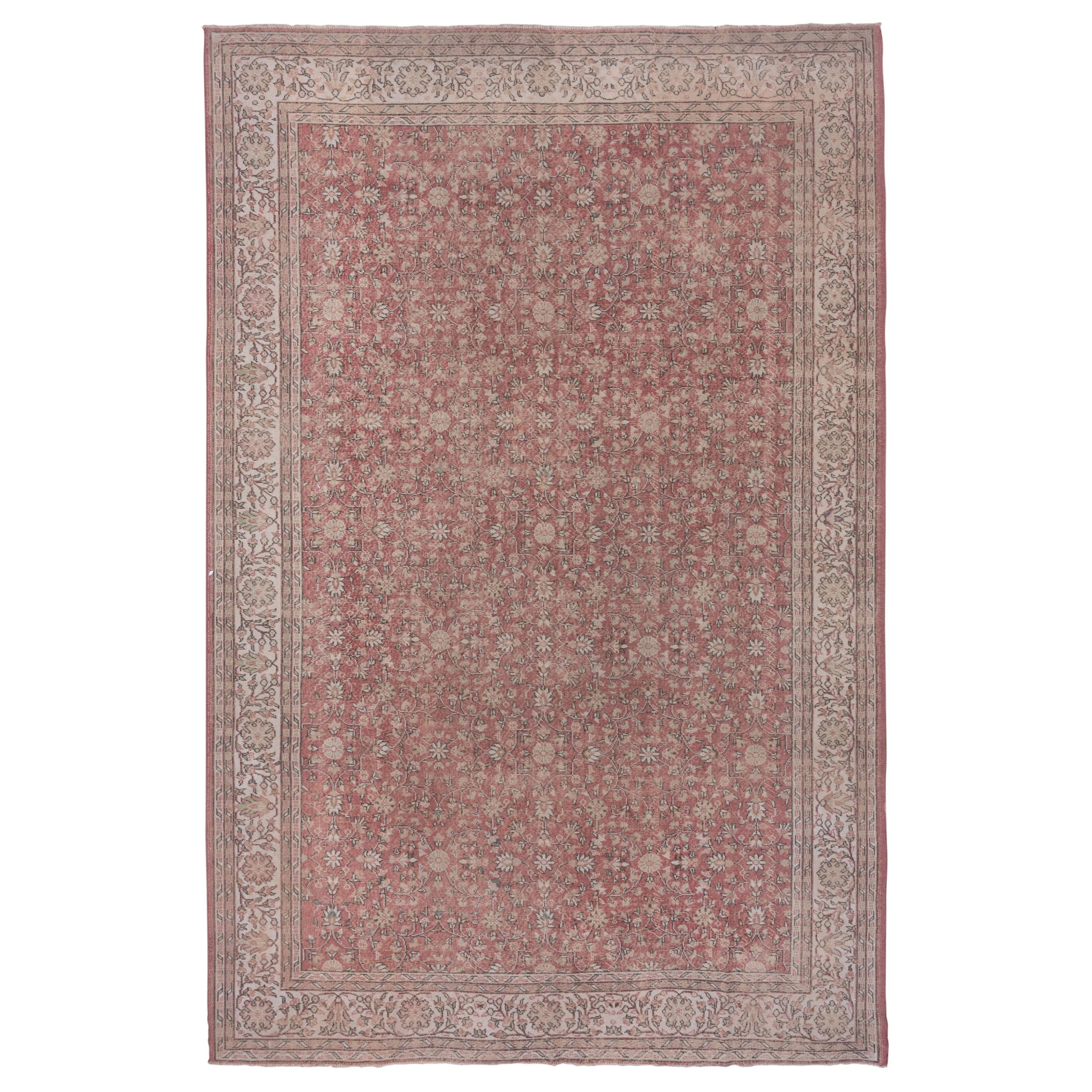 Tappeto turco Oushak rosa, anni '30 circa
