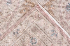 Pink Turkish Oushak Carpet, Light Pink Field, Blue Border