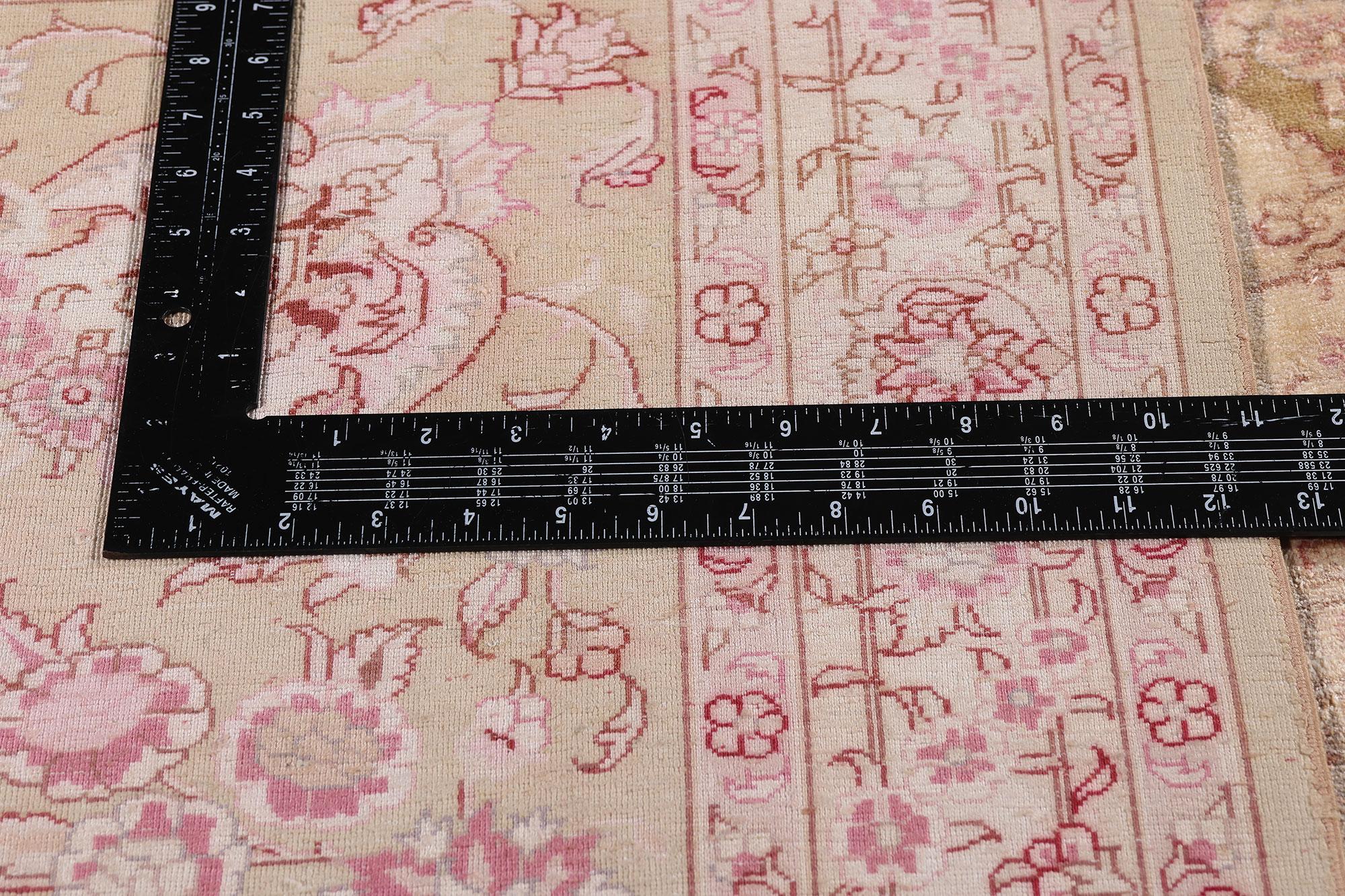 Vintage Pink Turkish Silk Hereke Carpet with Traditional Style For Sale 2