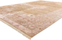 Tappeto rosa vintage in seta turca Hereke in stile tradizionale