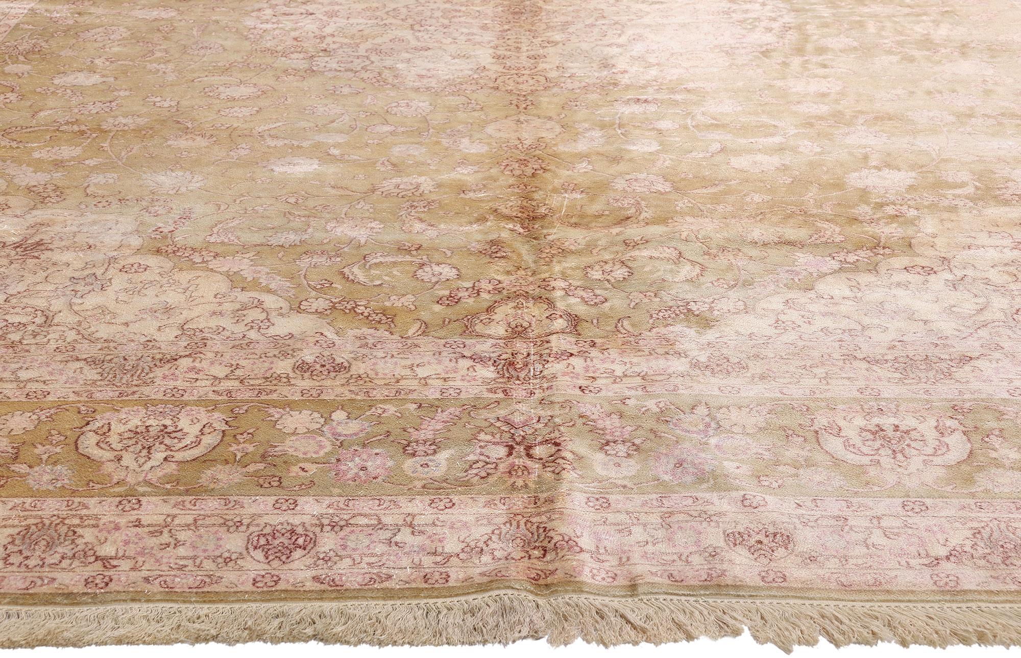 Vintage Pink Turkish Silk Hereke Carpet with Traditional Style For Sale 1