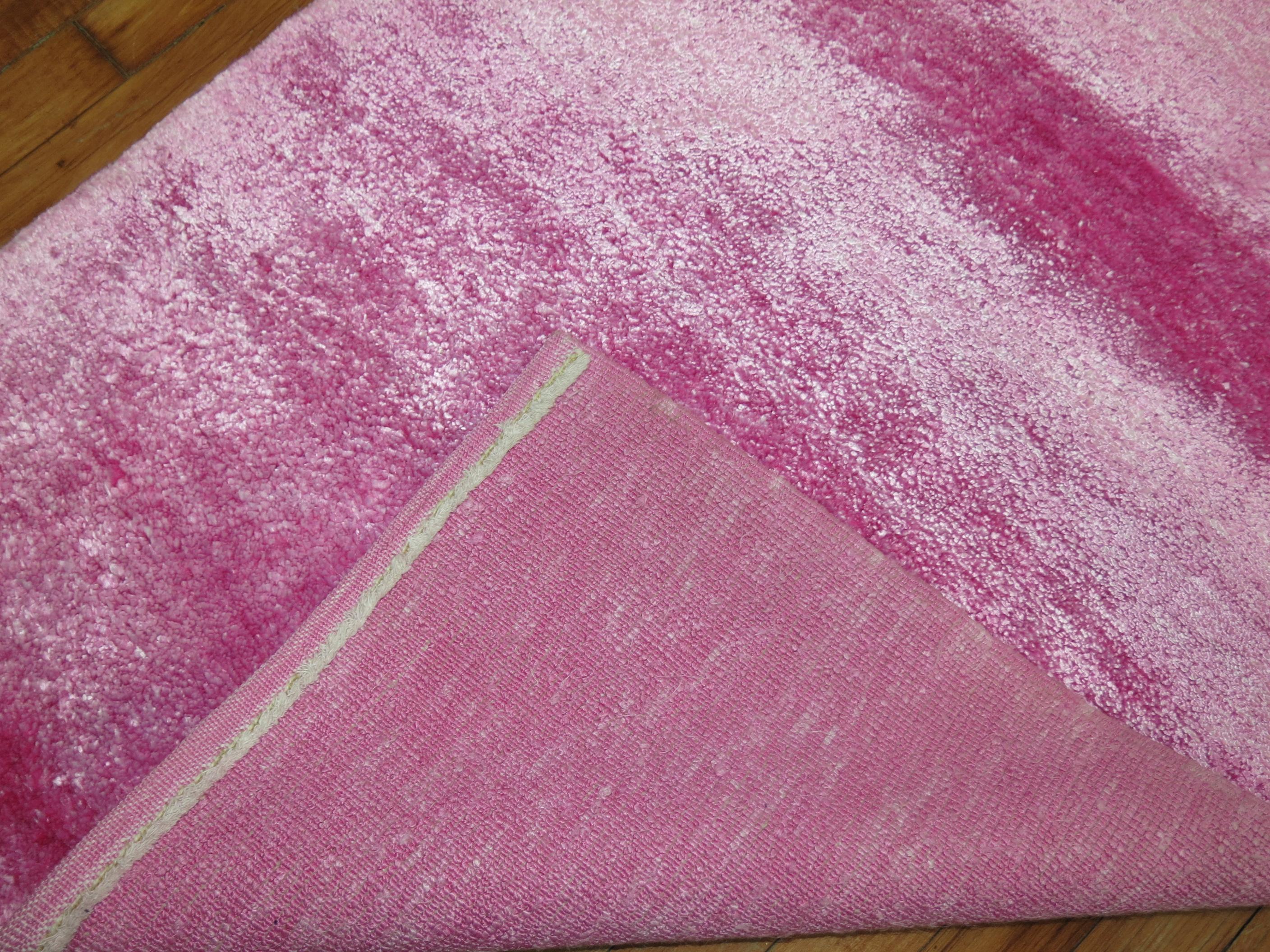 Hand-Woven Pink Turkish Silk Rug For Sale