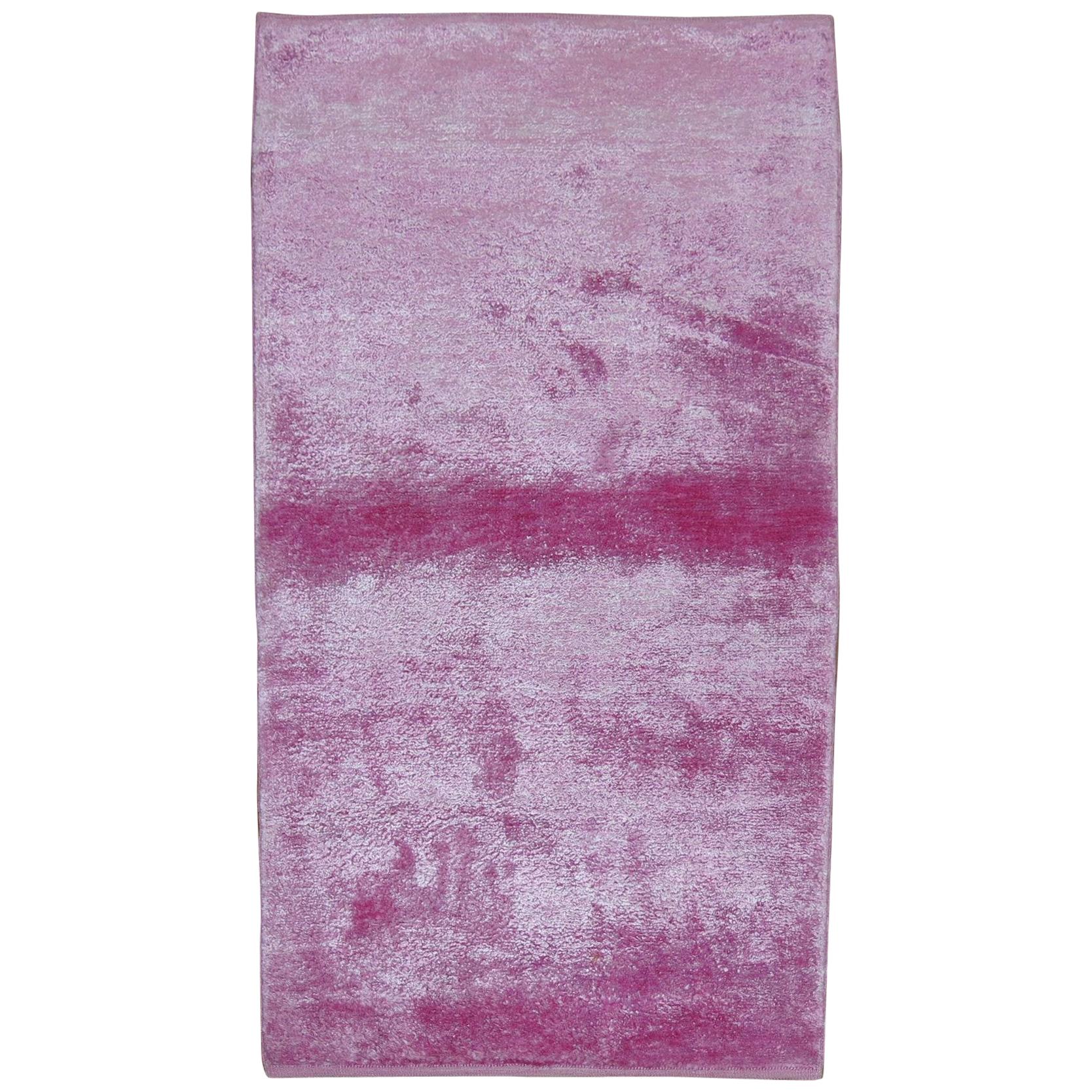 Pink Turkish Silk Rug For Sale