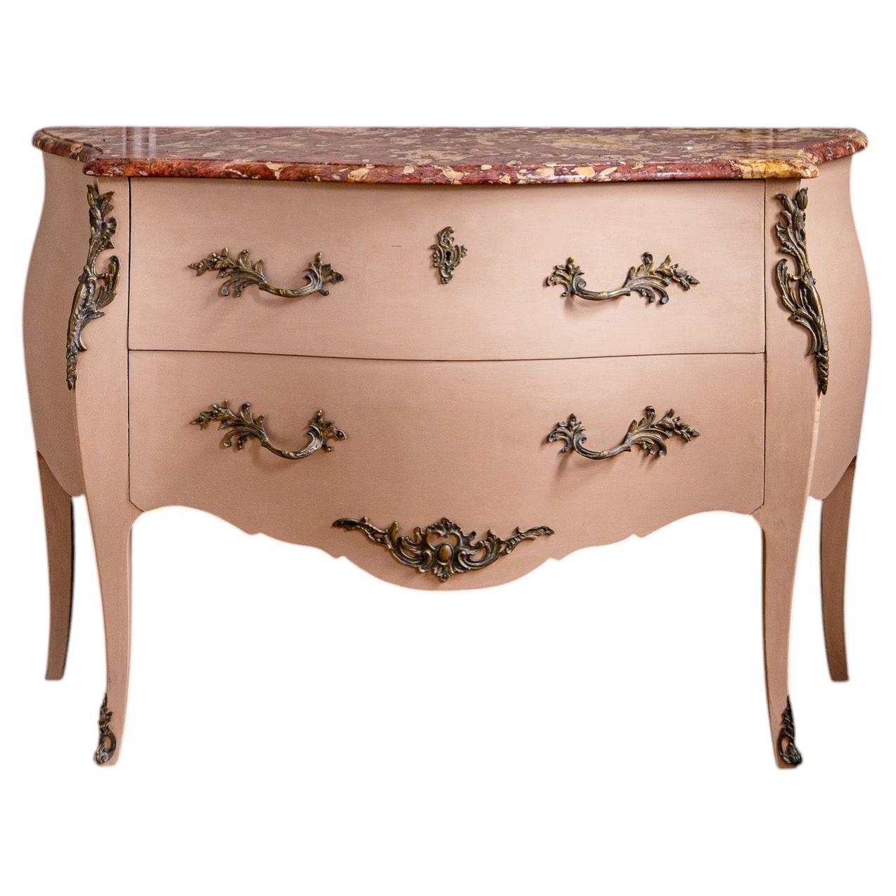 Commode à bombes en marbre de style Louis XV Circa 1900