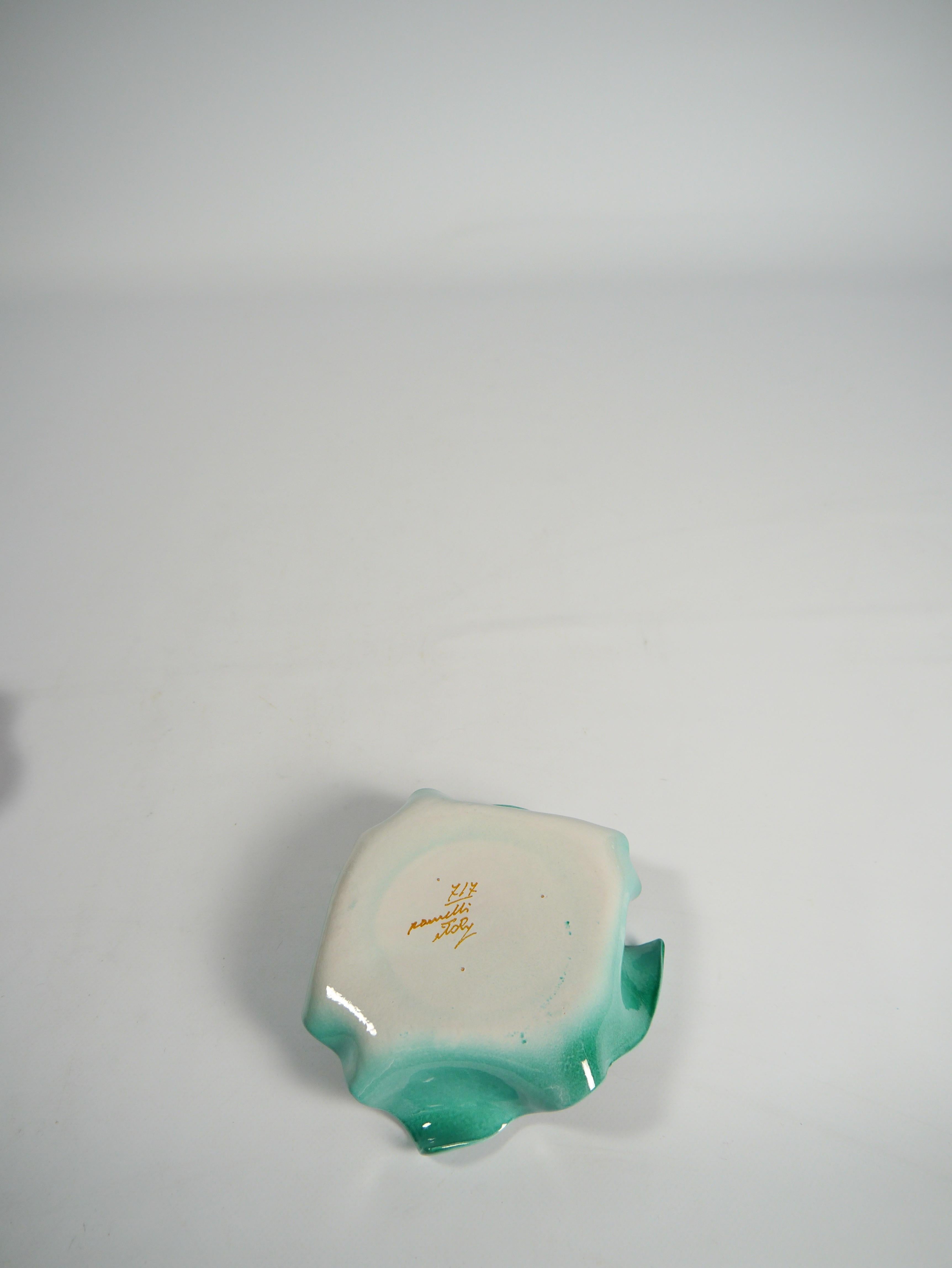 Pink & Turqoise Kitschy Napkin-shaped Ceramic Dish & Platter, Italy 1960s In Good Condition For Sale In Barcelona, ES