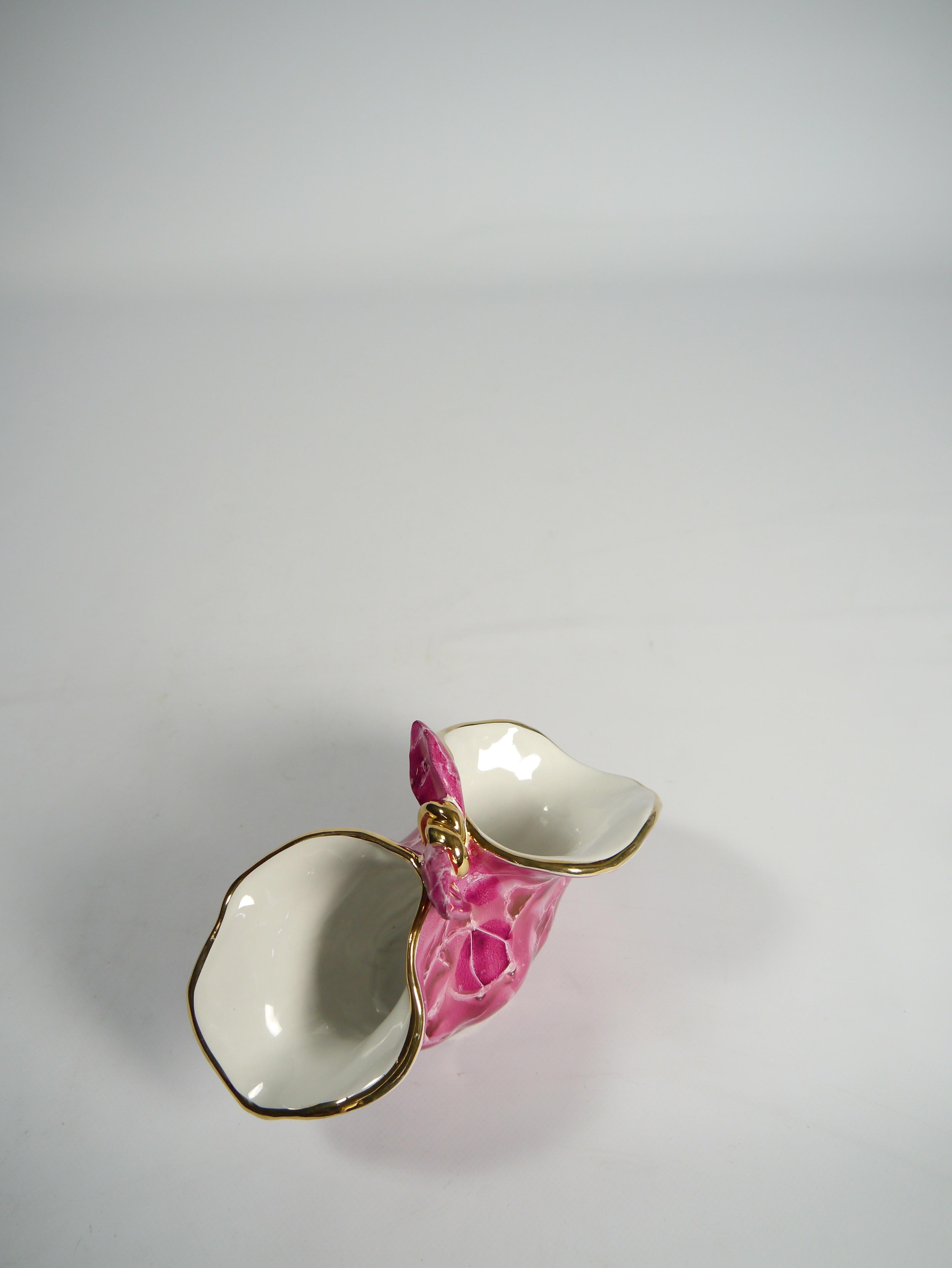 20th Century Pink & Turqoise Kitschy Napkin-shaped Ceramic Dish & Platter, Italy 1960s For Sale
