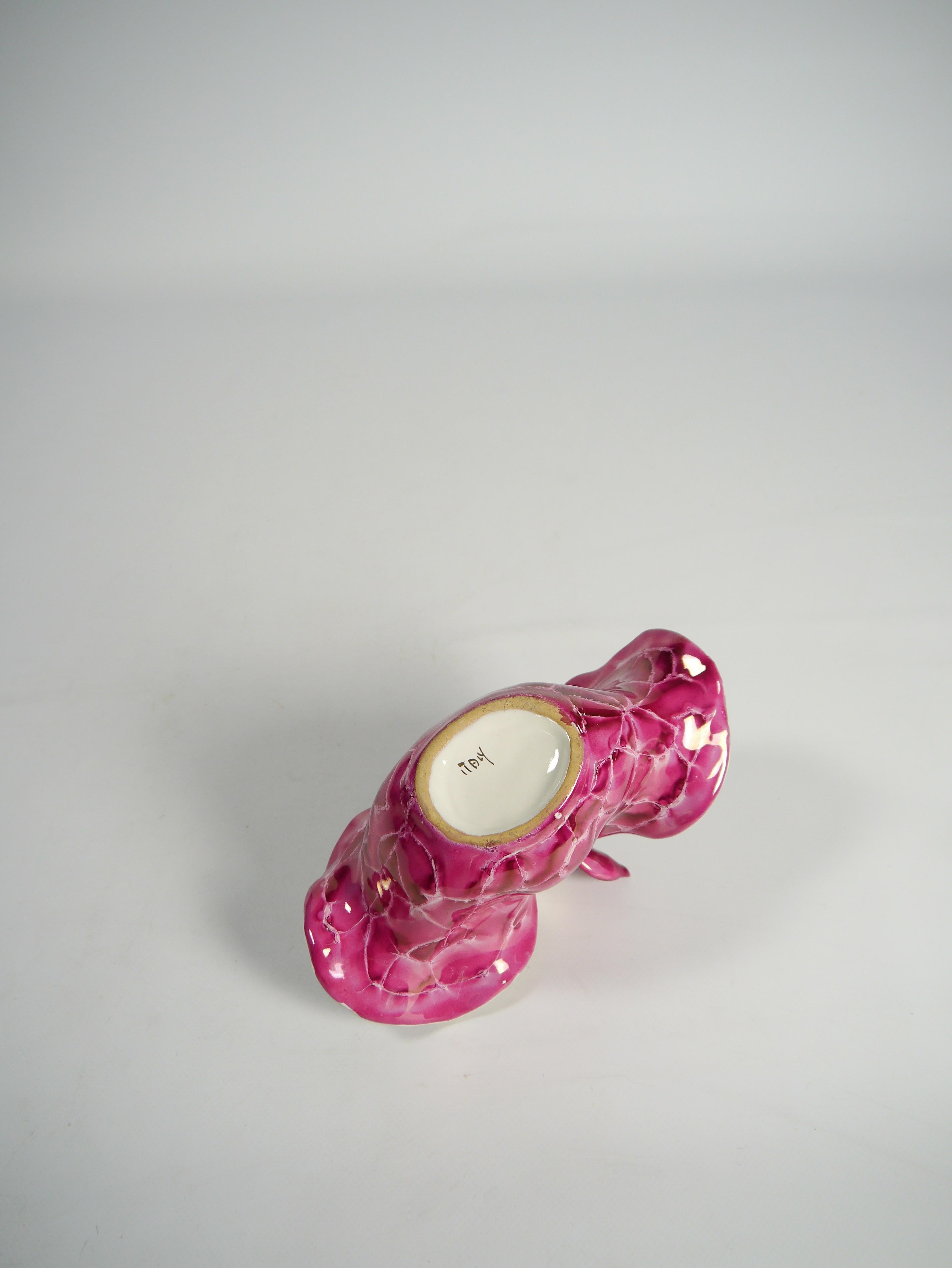 Pink & Turqoise Kitschy Napkin-shaped Ceramic Dish & Platter, Italy 1960s For Sale 1