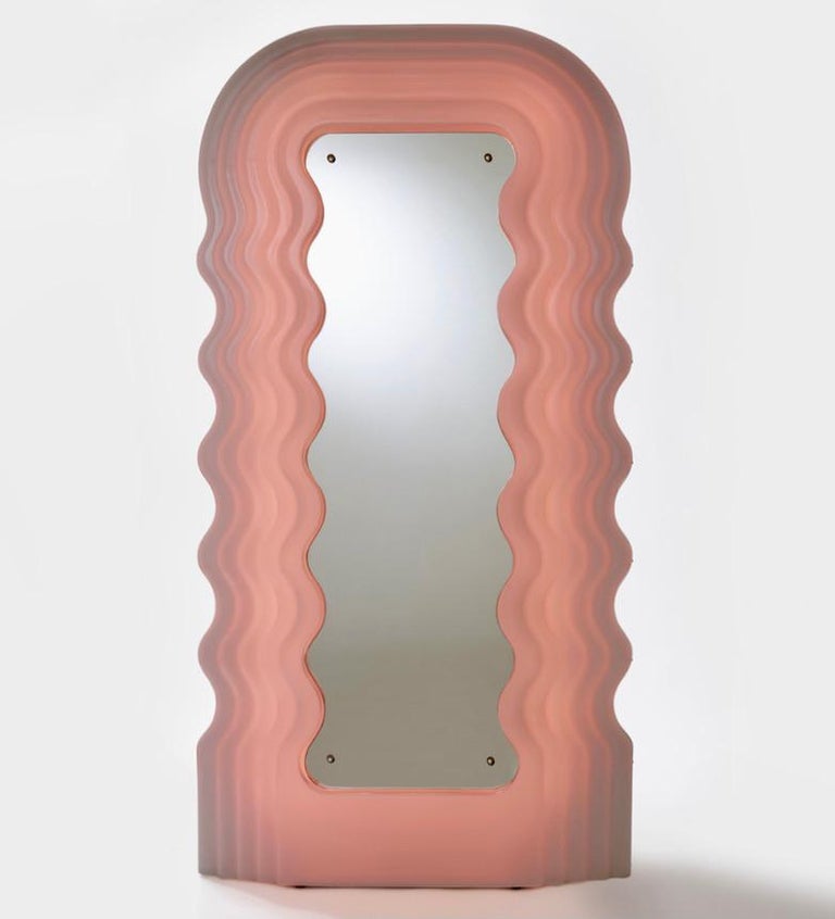 Glass Pink ‘Ultrafragola’ Mirror Designed by Ettore Sottsass for Poltronova, Italy For Sale
