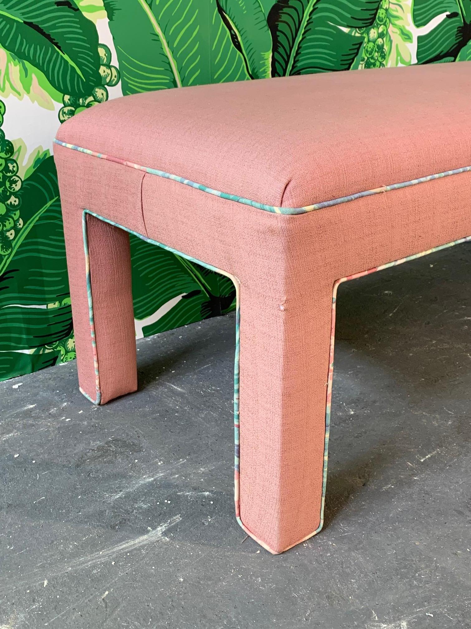 Late 20th Century Pink Upholstered Bench Seat, circa 1980s
