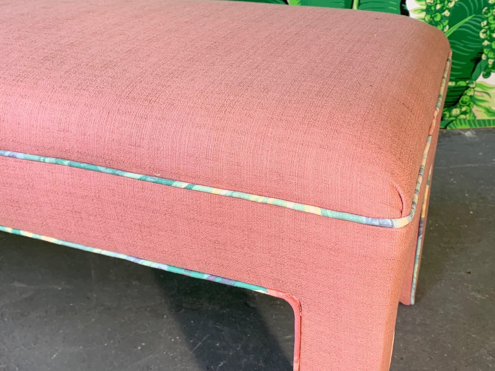 Pink Upholstered Bench Seat, circa 1980s 1