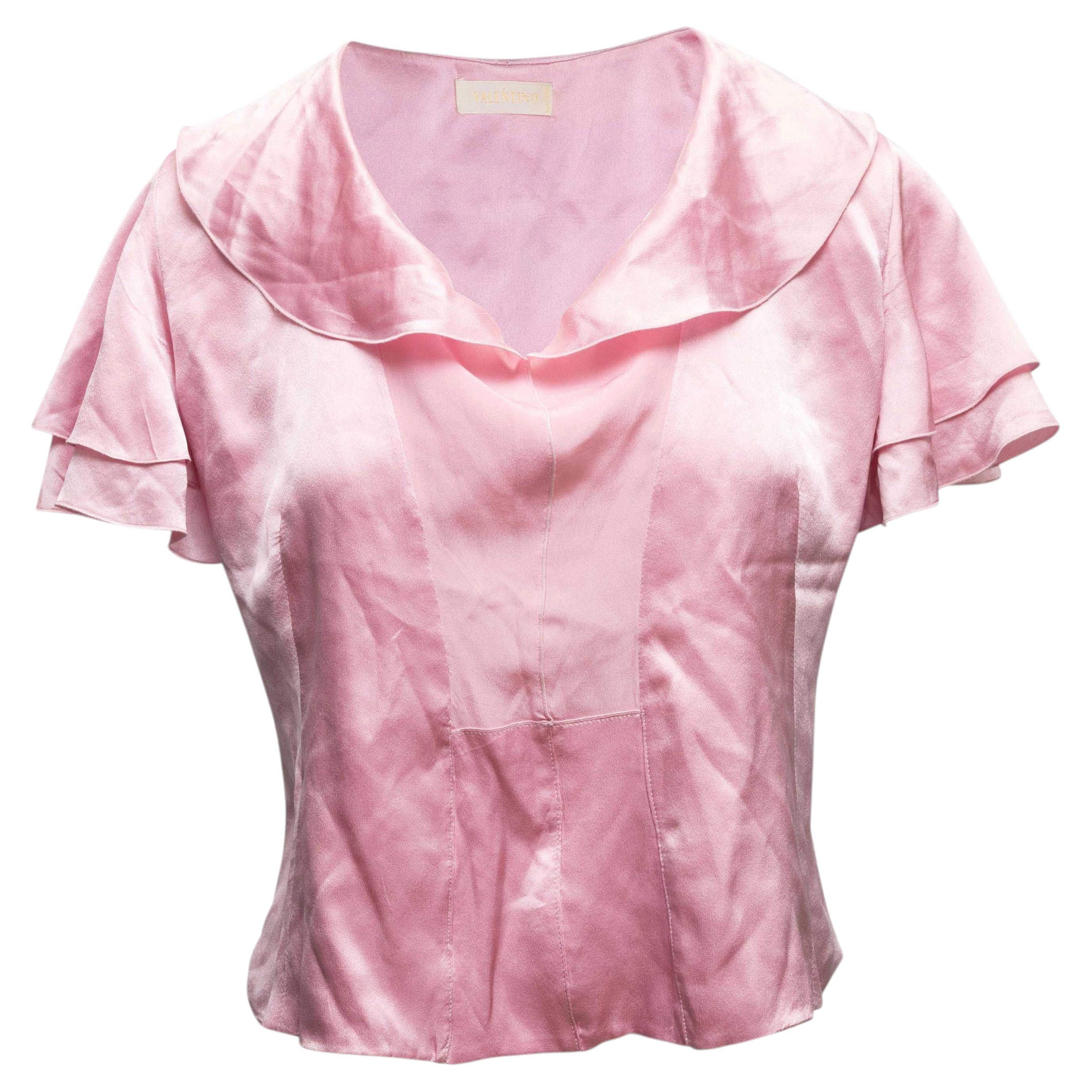 Pink Valentino Short Sleeve Silk Blouse Size US S