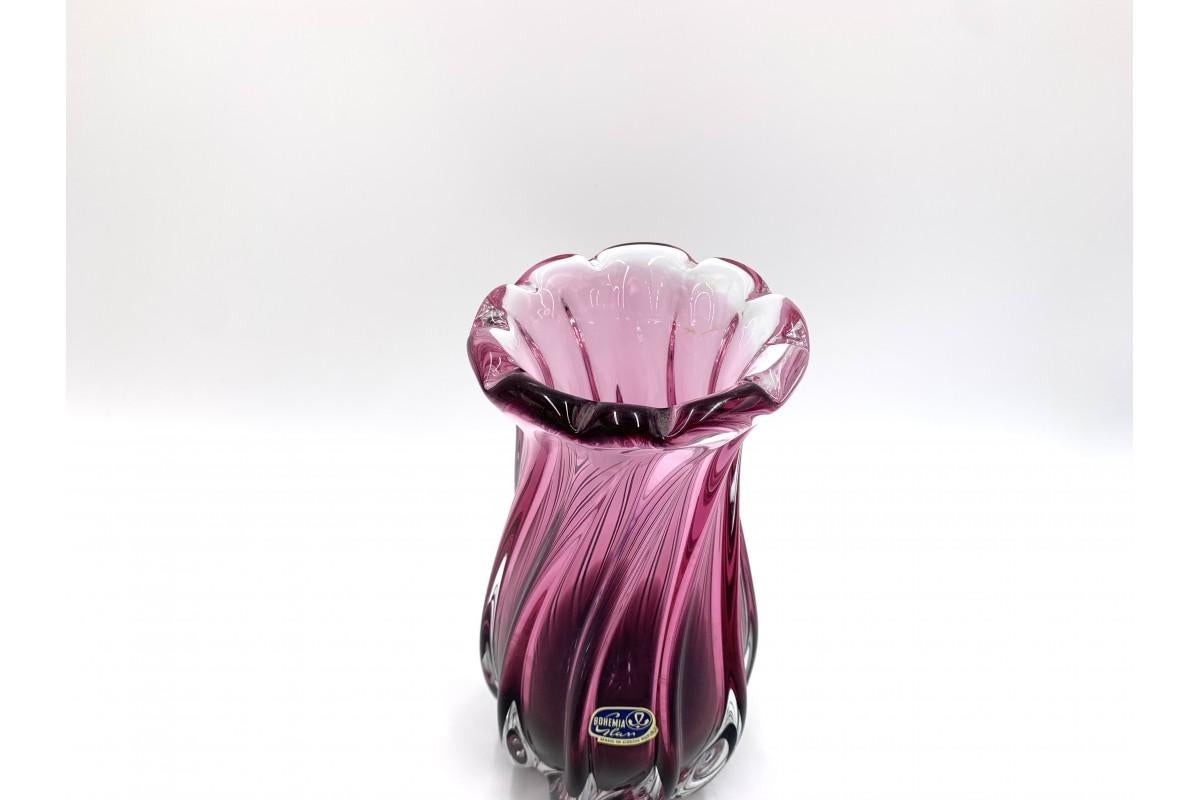 Mid-Century Modern Pink vase by Bohemia, Czech Republic