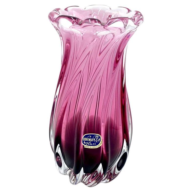 Pink vase by Bohemia, Czech Republic
