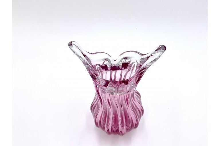 Mid-Century Modern Pink Vase, Designed by J. Hospodka, Chribska, Czechoslovakia, 1960s For Sale
