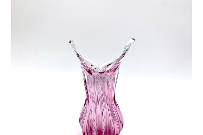 Pink Vase, Designed by J. Hospodka, Chribska, Czechoslovakia, 1960s In Good Condition For Sale In Chorzów, PL