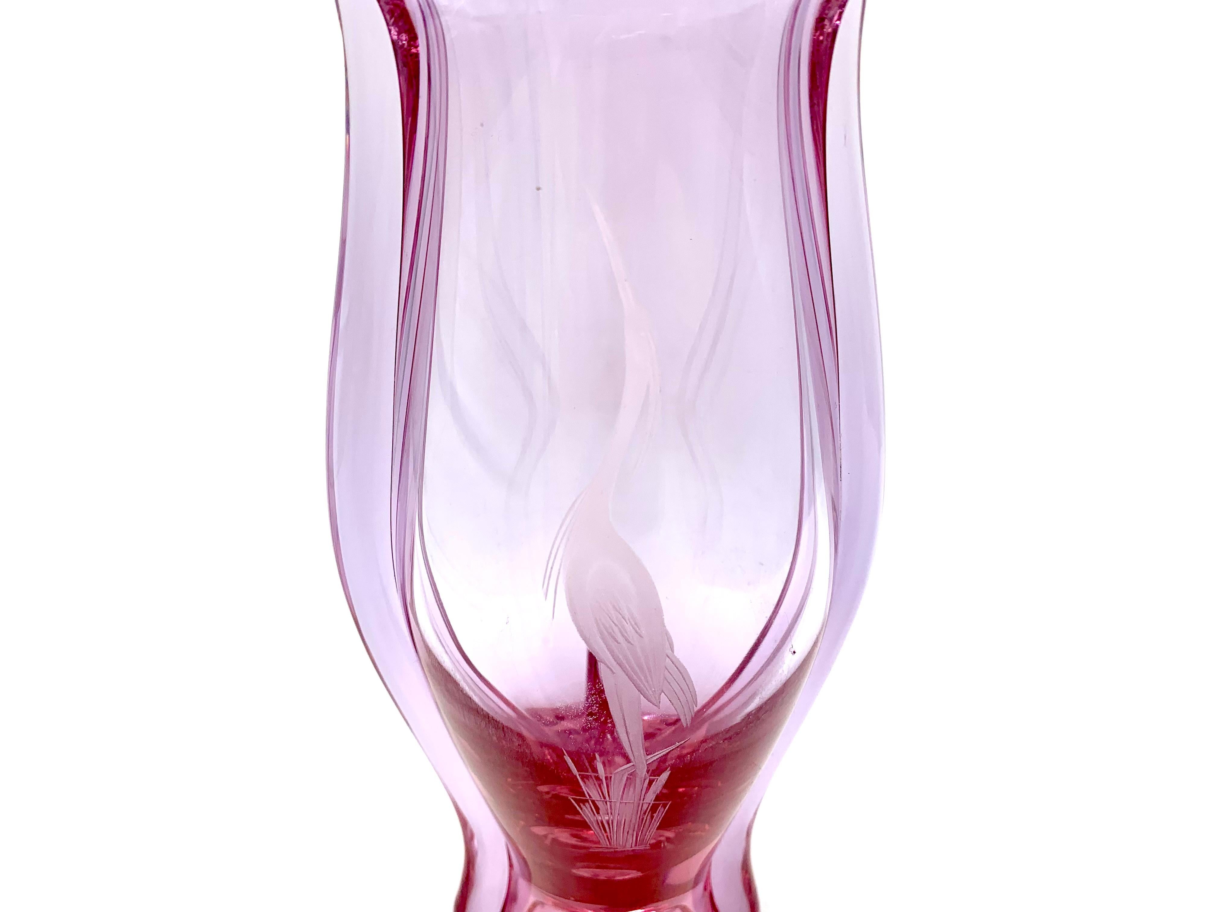 Mid-Century Modern Pink Vase, M. Klinger Zelezny Brod, Czechoslovakia, 1960s For Sale