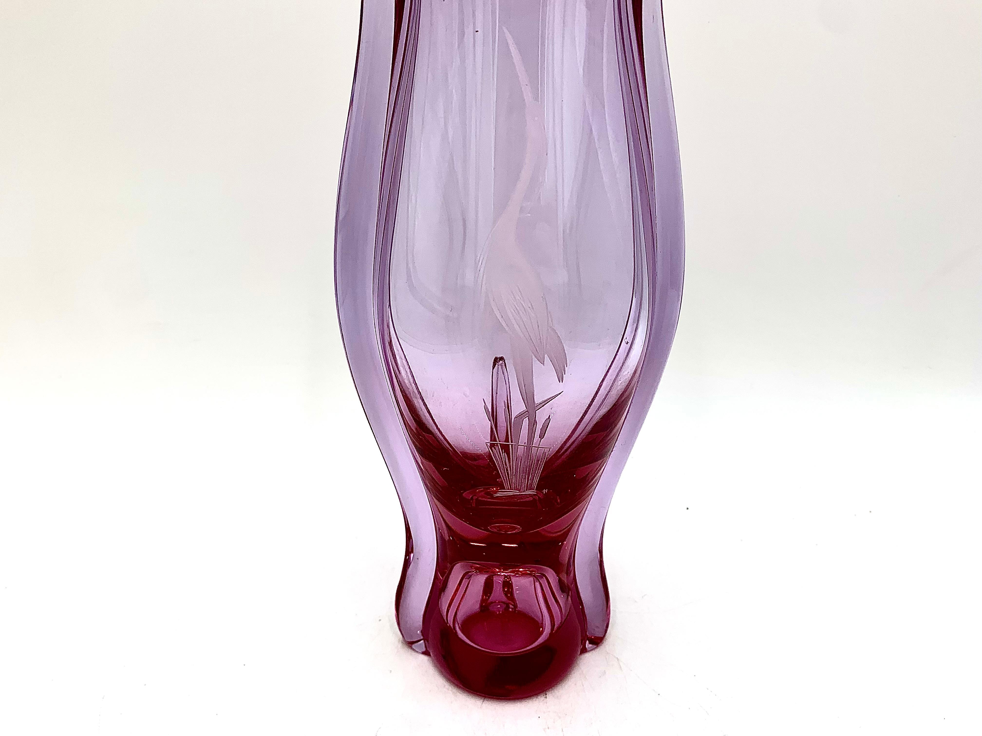 Mid-20th Century Pink Vase, M. Klinger Zelezny Brod, Czechoslovakia, 1960s For Sale