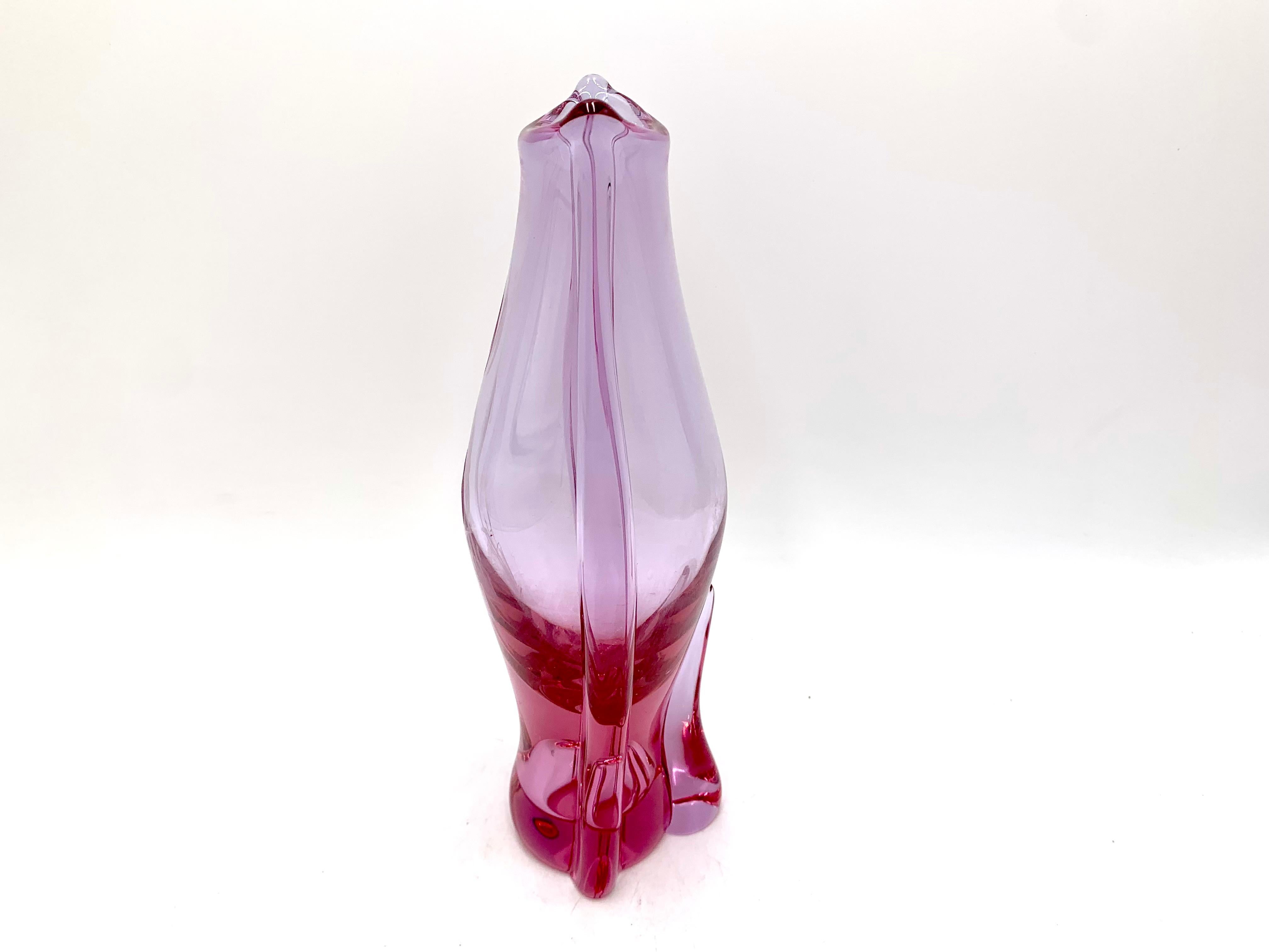 Crystal Pink Vase, M. Klinger Zelezny Brod, Czechoslovakia, 1960s For Sale