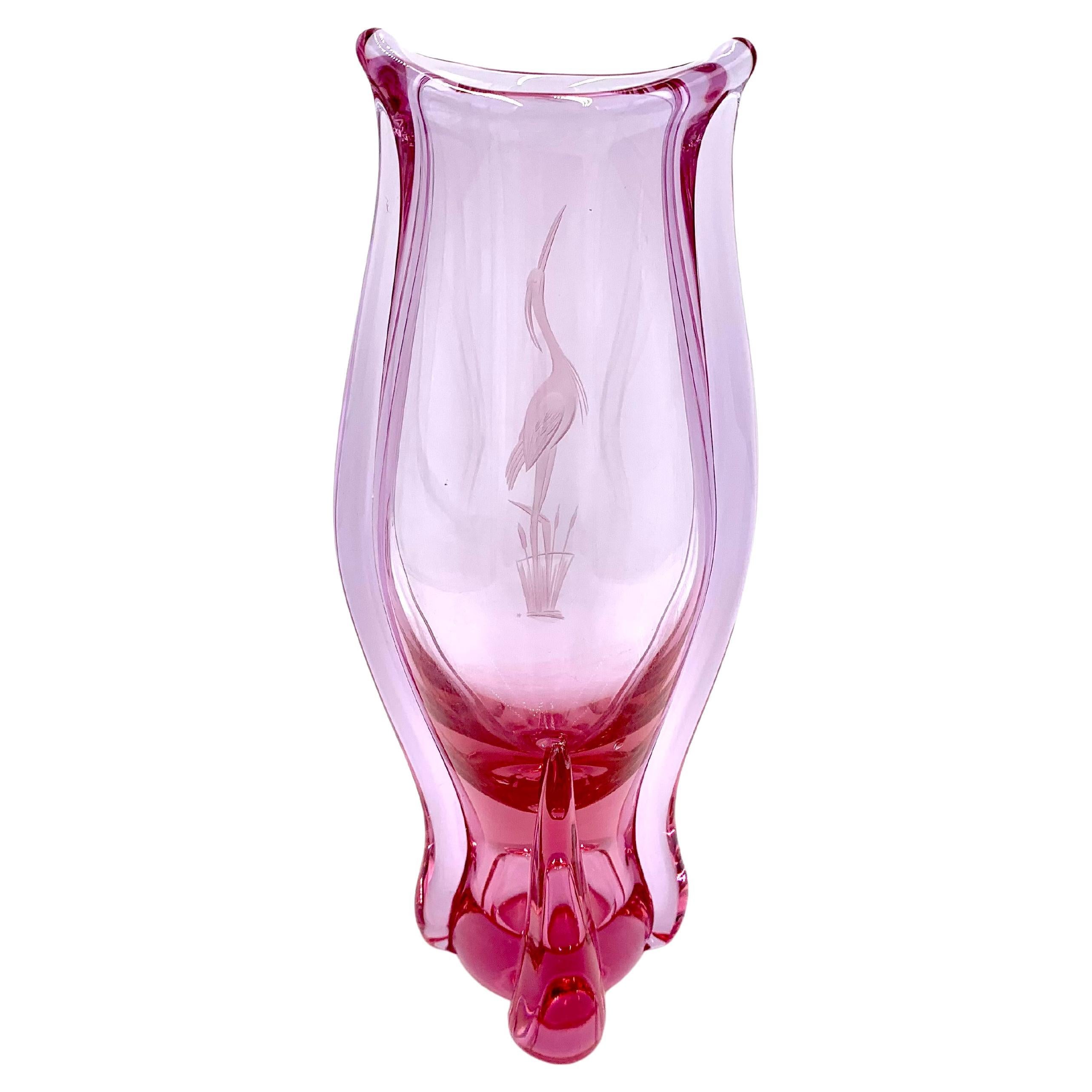 Pink Vase, M. Klinger Zelezny Brod, Czechoslovakia, 1960s For Sale