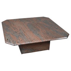 Vintage Pink Veined Granite Coffee Table, 1980s