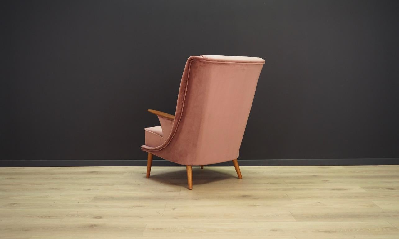 Velvet Pink Velour Armchair Vintage 1960s Midcentury Danish Design Retro For Sale