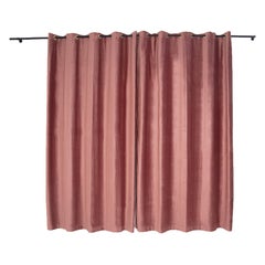 Pink Velvet and Brass Italian Customizable Curtain by Vintage Domus Collection
