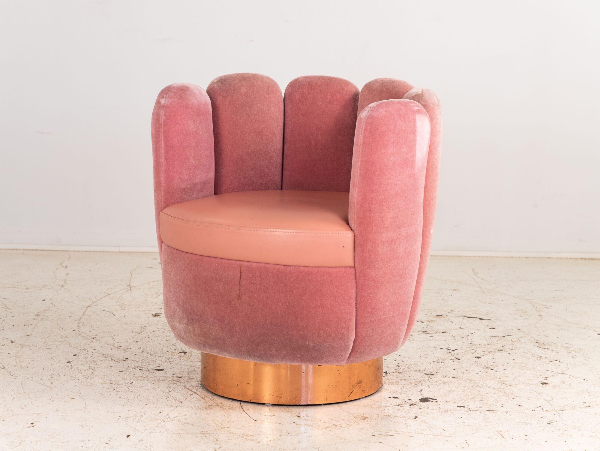 English Pink Velvet and Leather Swivel Chair, Sketch Restaurant, London 2014