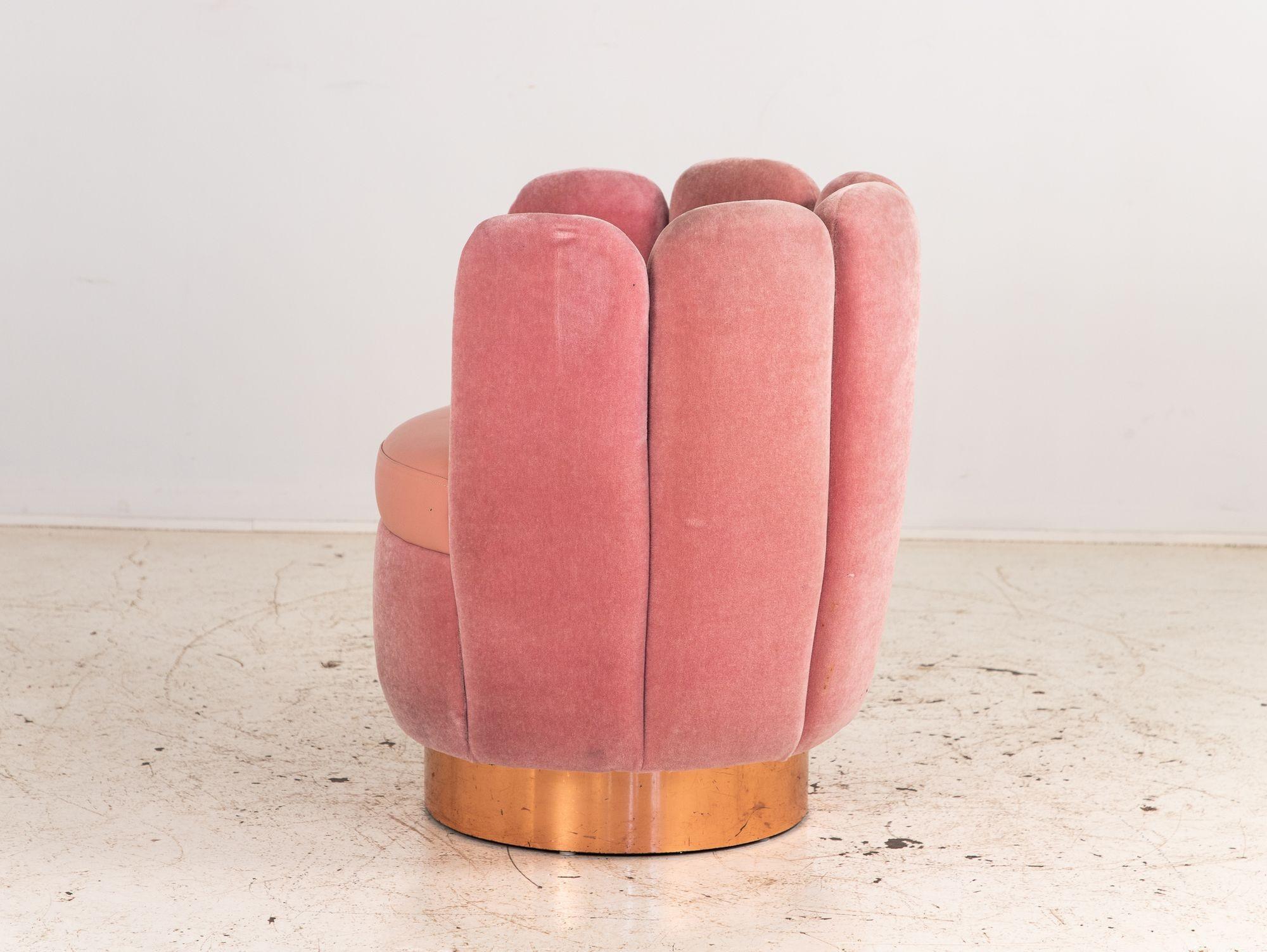 Pink Velvet and Leather Swivel Chair, Sketch Restaurant, London 2014 In Good Condition In South Salem, NY