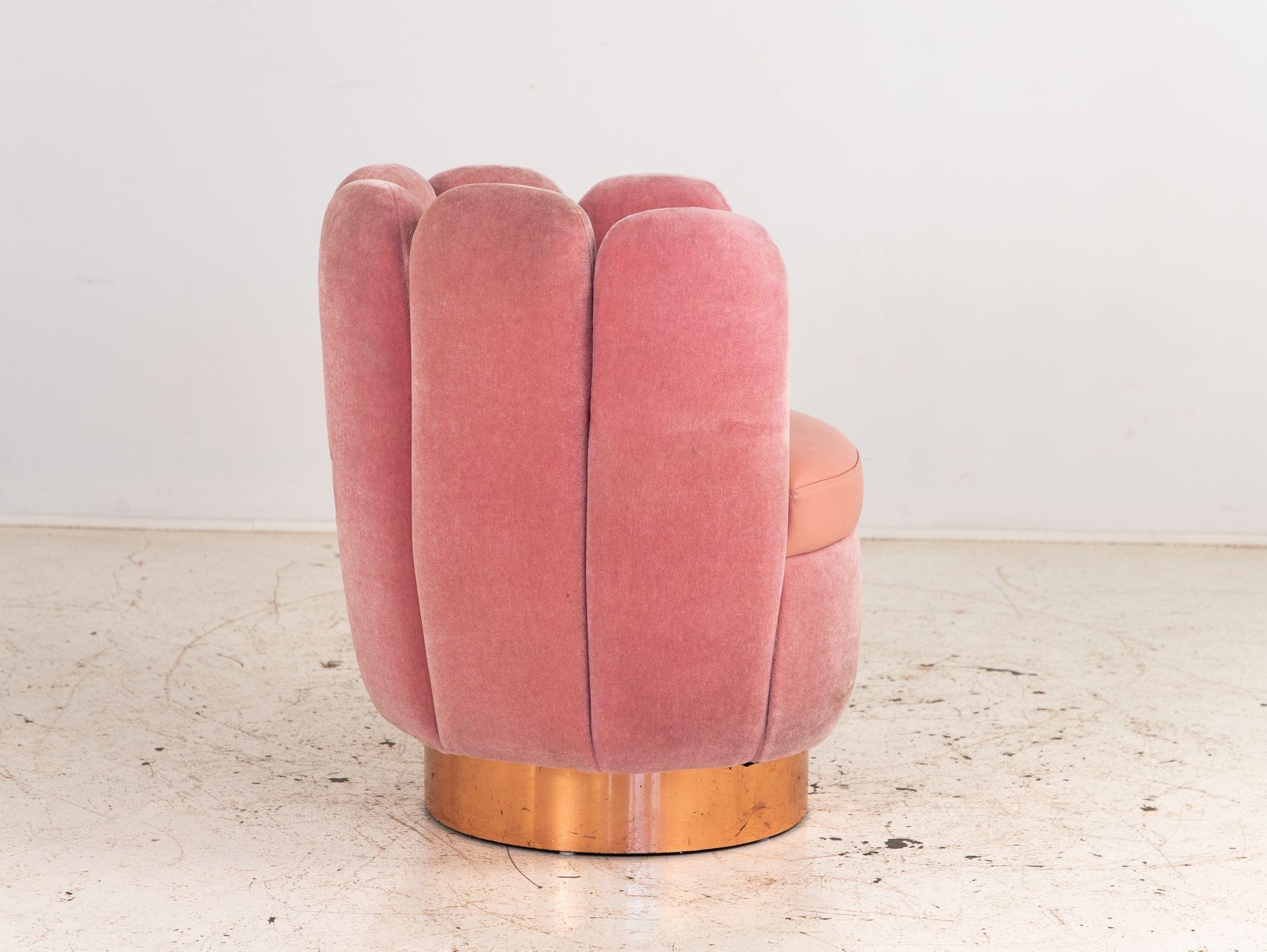Upholstery Pink Velvet and Leather Swivel Chair, Sketch Restaurant, London 2014