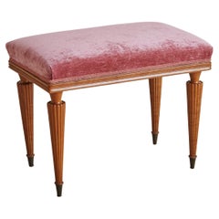 Pink Velvet Bench, Italy 1970s