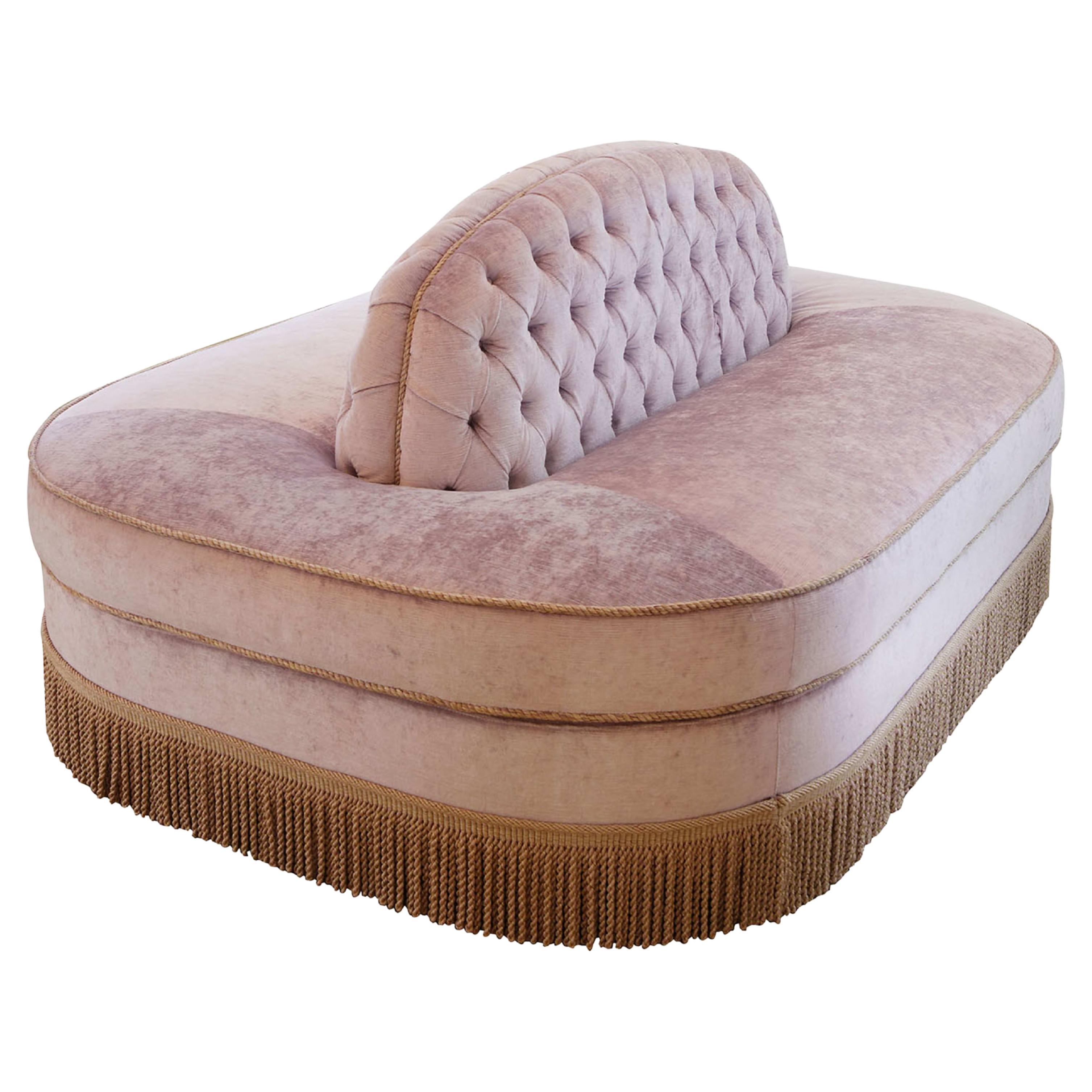 Pink Velvet Double Sided Sofa For Sale