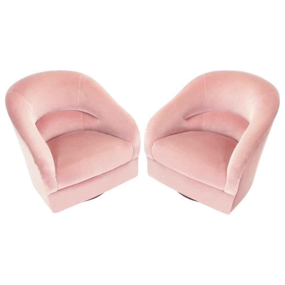 Pink Velvet Lounge Chairs Ward for Brickel Associates Inc For