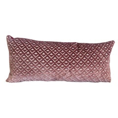 Pink Velvet Lumbar Pillow Geometric Raised Cut Out